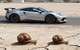 Rychlé auto a pomalý šnek